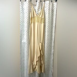SHEIN - M/6 - cream adjustable spaghetti strap fishtail maxi (orig $20) $15